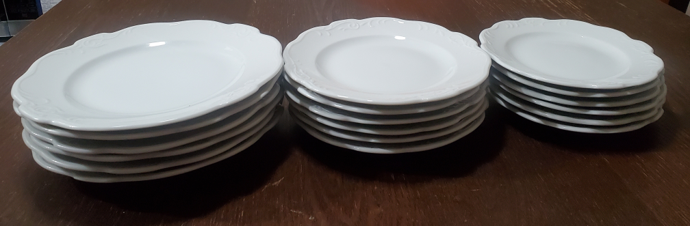 Korea white porcelain plates 3sets of 6 each