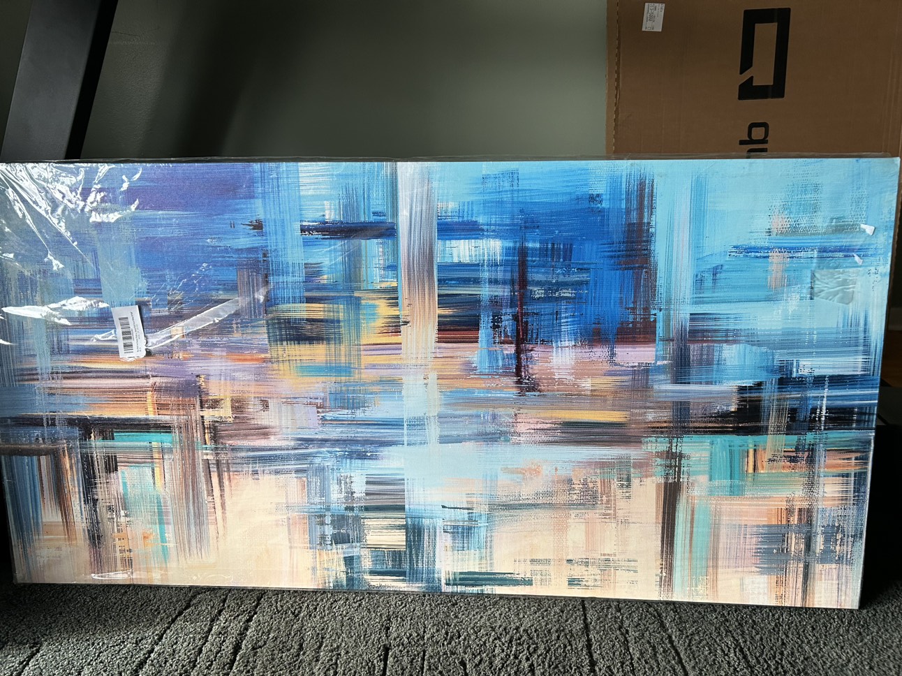 Brand New Blue Abstract Canvas Wall Art (24”H x 48”W) thumbnail
