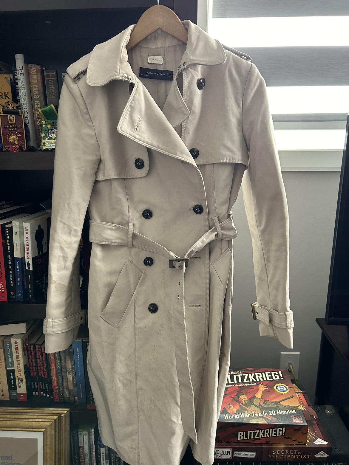 Zara Woman Sz Small Trench Coat *Needs TLC*