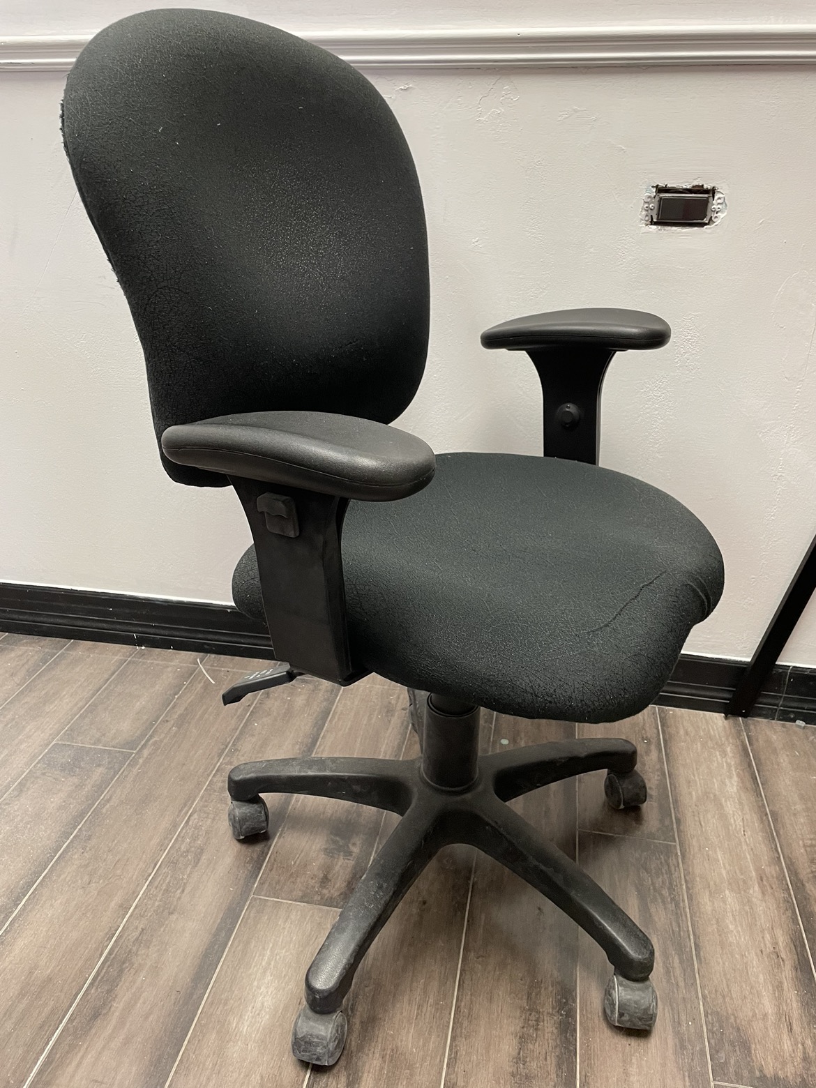 Black fabric office chair - adjustable arms and height