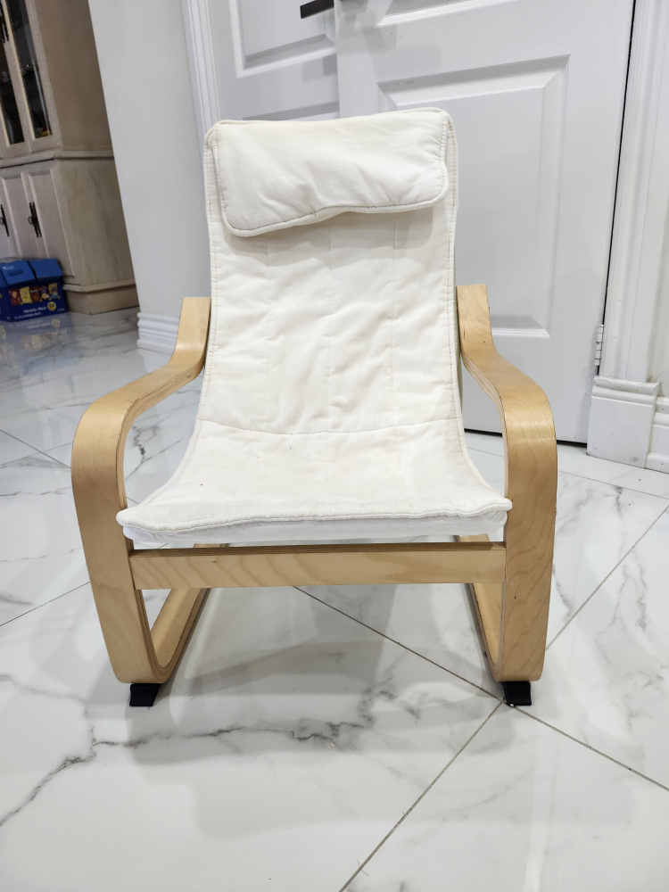 ikea kids poang armchair offwhite, birch veneer thumbnail