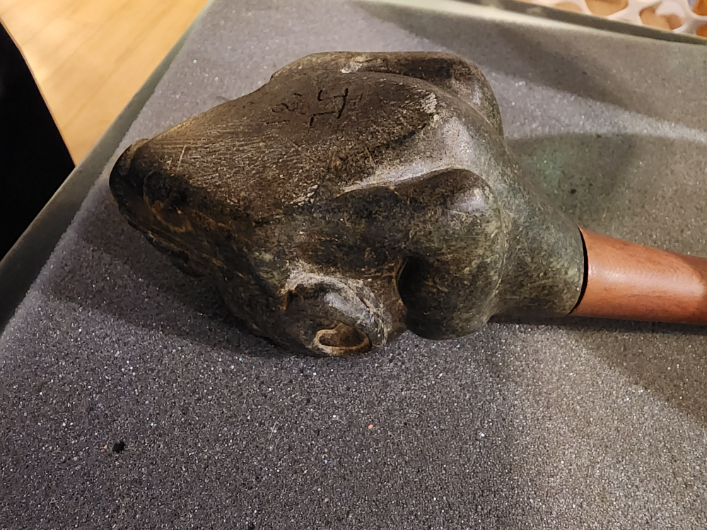 stone & wood pipe of native American design - photo 2