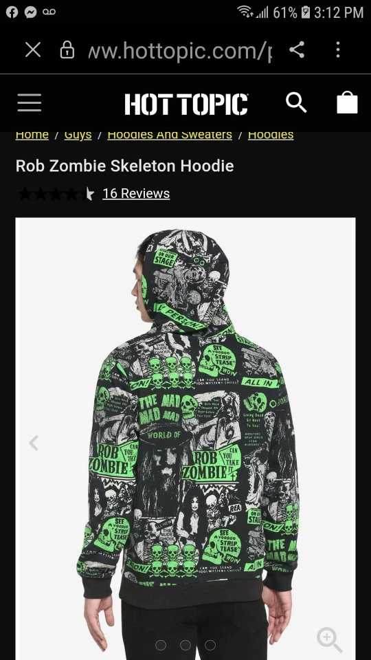 Rob Zombie Oversized Unisex Hoodie with kanga pouch. #S #M image indicator(2)