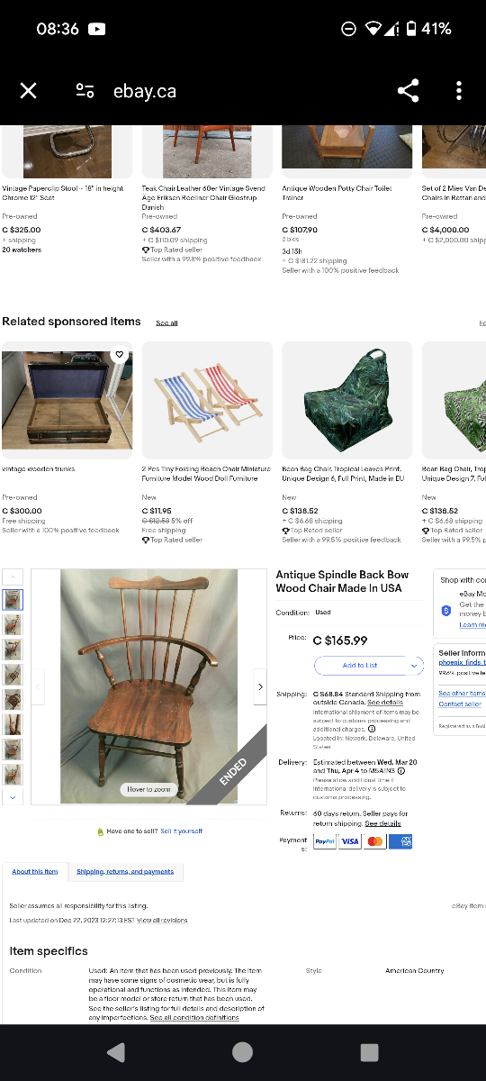 Antique spindle back bow back chair - photo 4