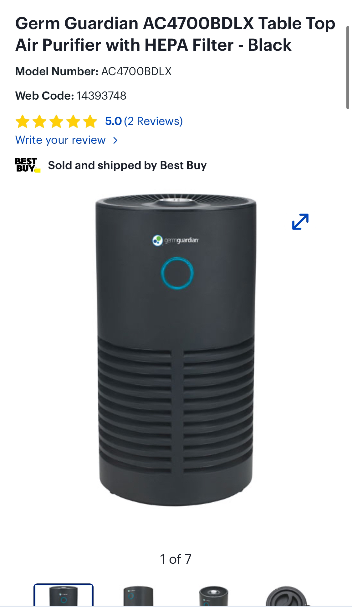 Germ Guardian AC4700BDLX Table Top Air Purifier with HEPA Filter image indicator(3)