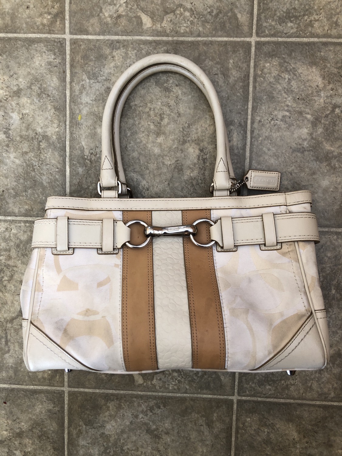 Beige Coach purse