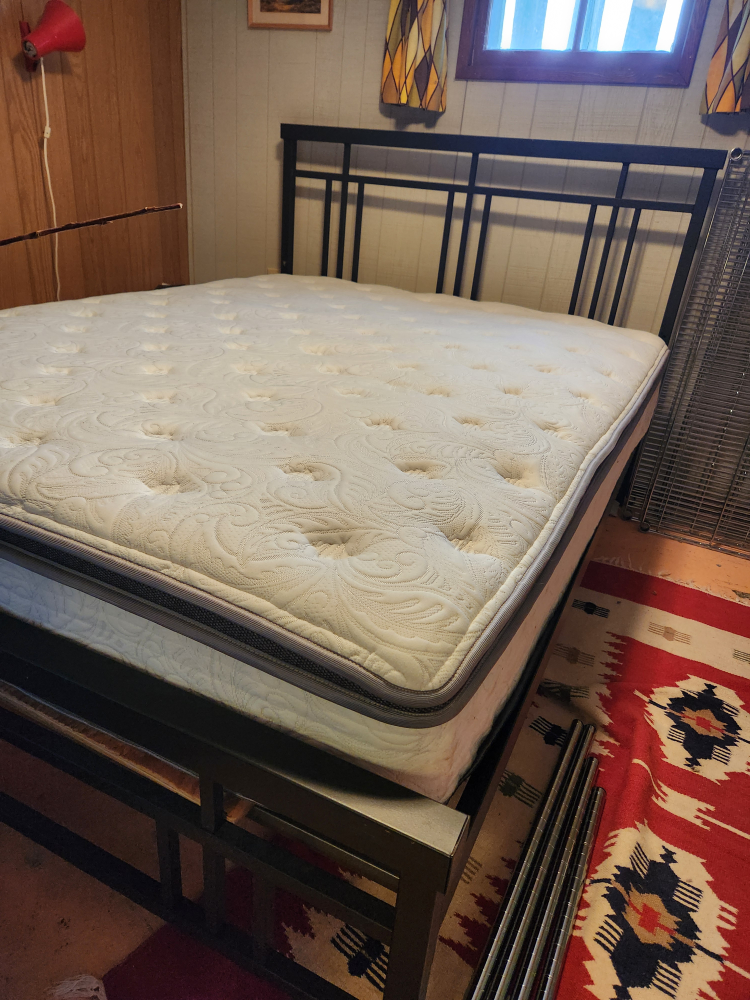 Queen bed and modern metal bedframe