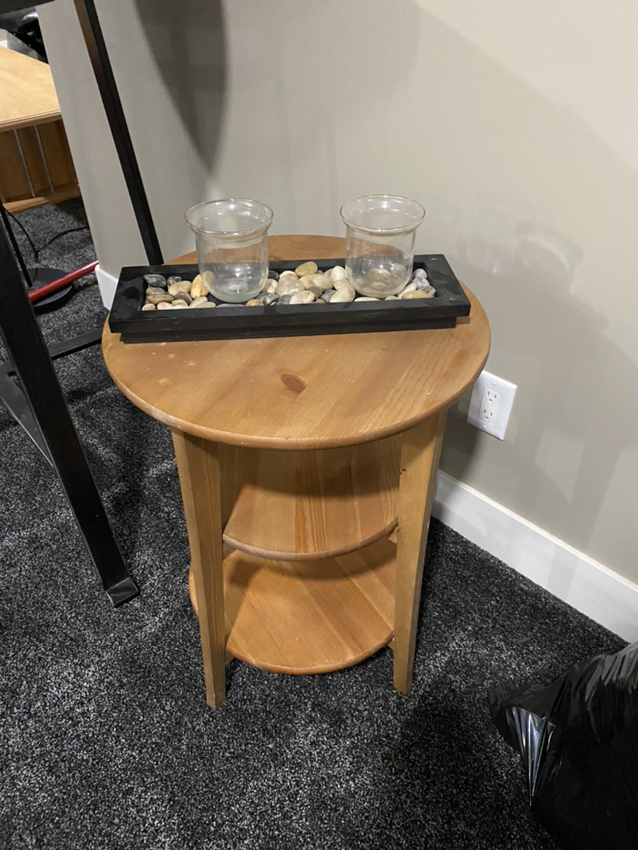 End table round wood from IKEA