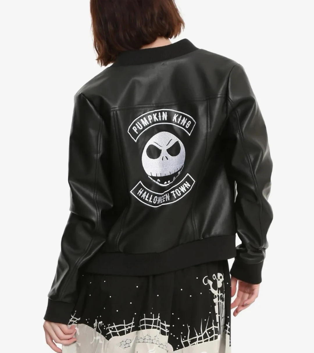nightmare before Christmas large black faux leather jacket