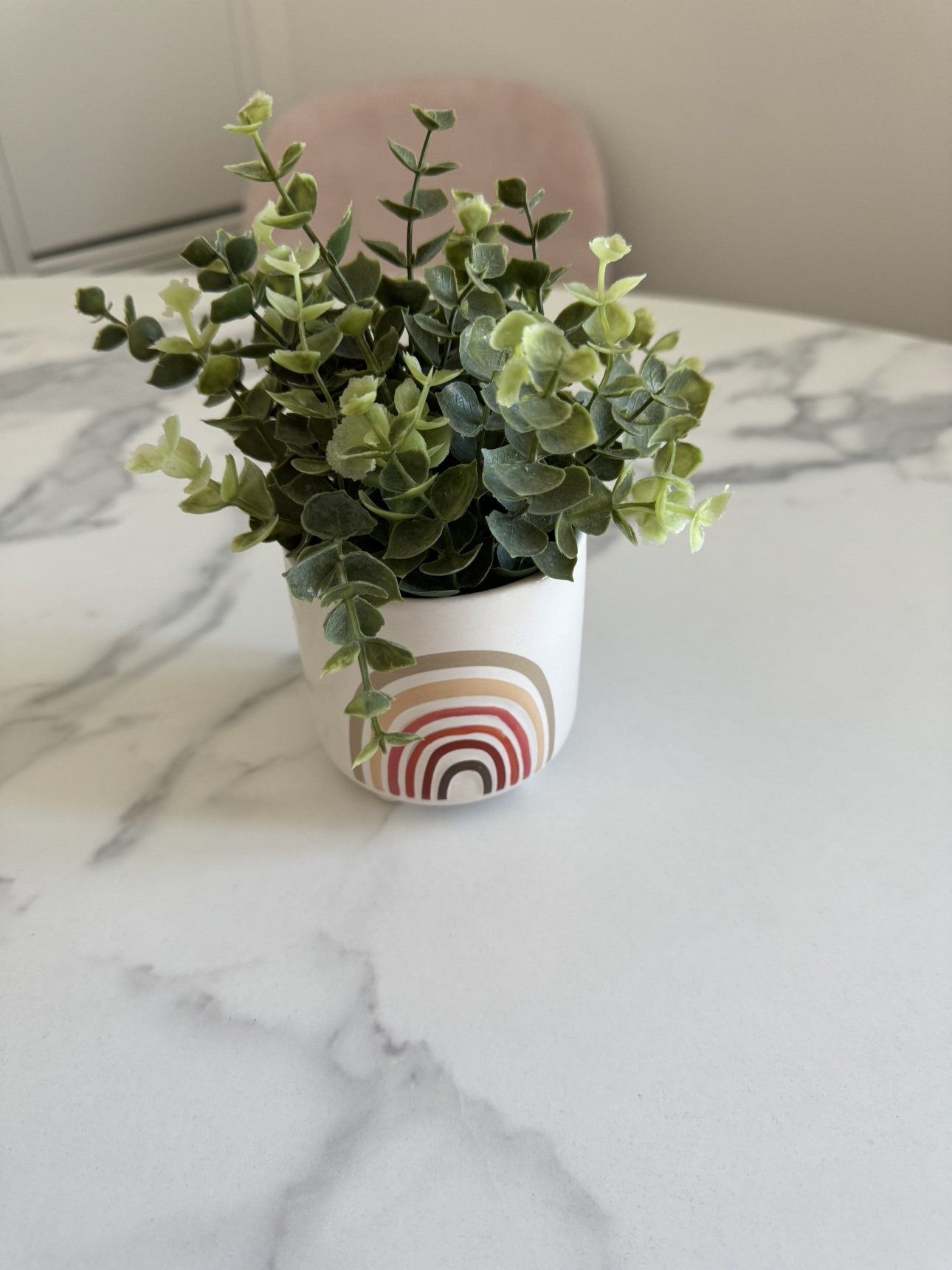 Small artificial plant with rainbow pot thumbnail