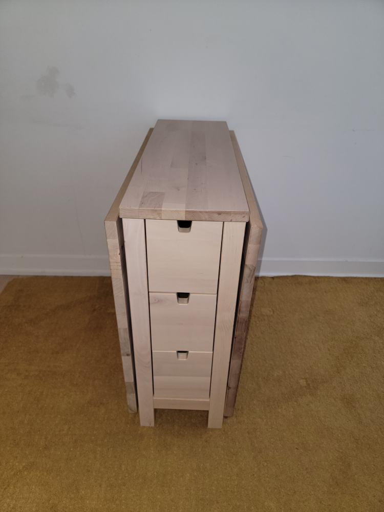 Foldable Birch Table with Drawers + 2 Birch Stools - photo 2
