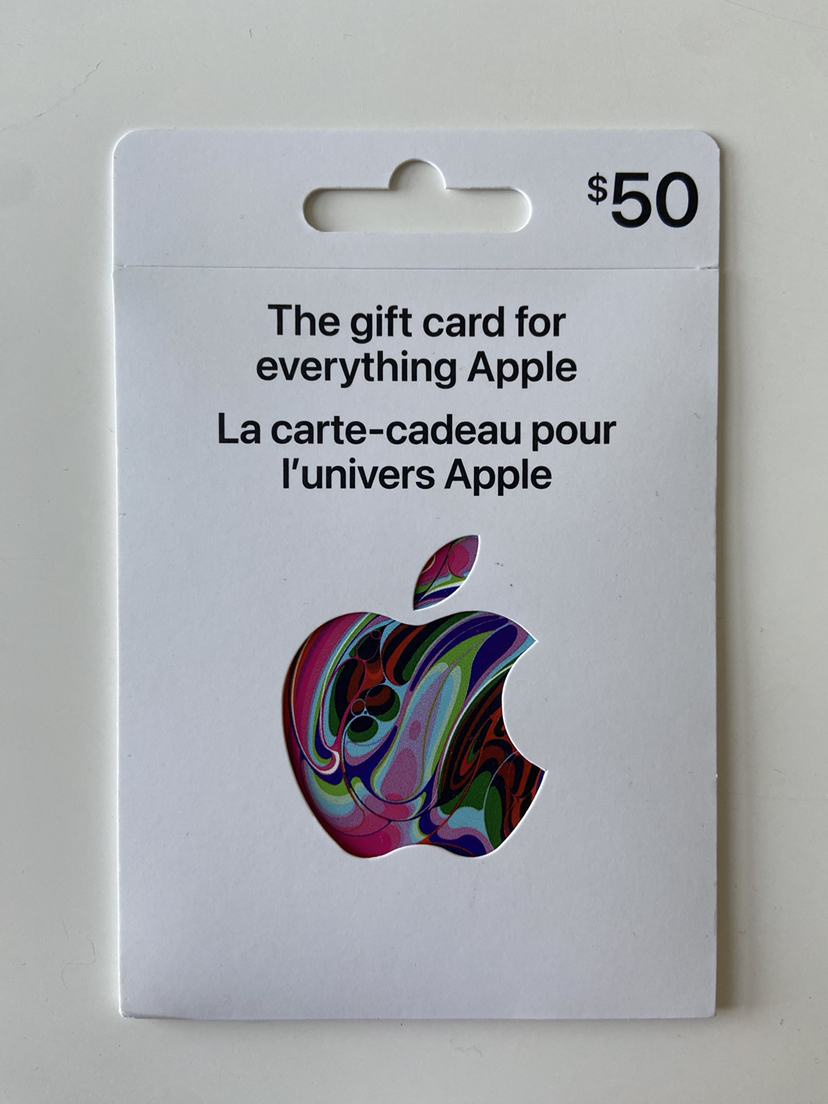 Apple gift card, value $50