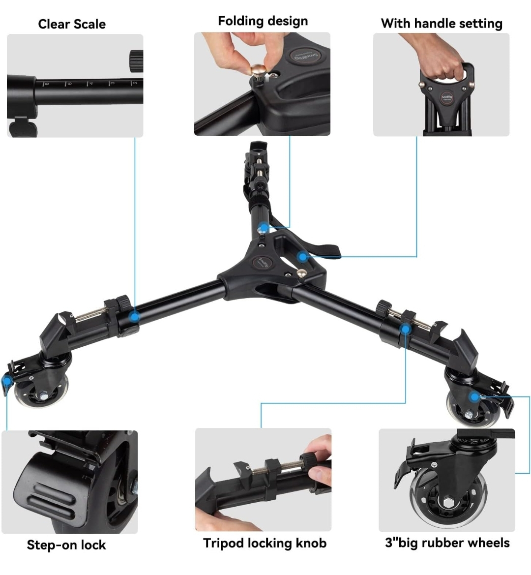 Photography Tripod Dolly, Heavy Duty with 3" - photo 2