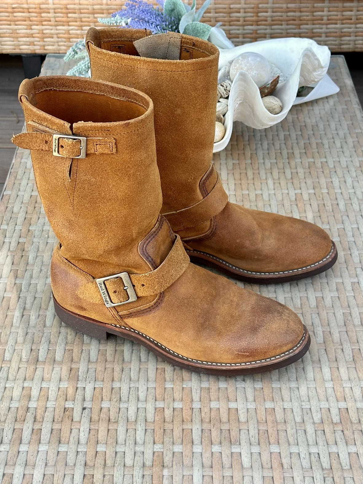RARE Redwing 2992 Burnt Orange Roughout Engineer Boots image indicator(3)