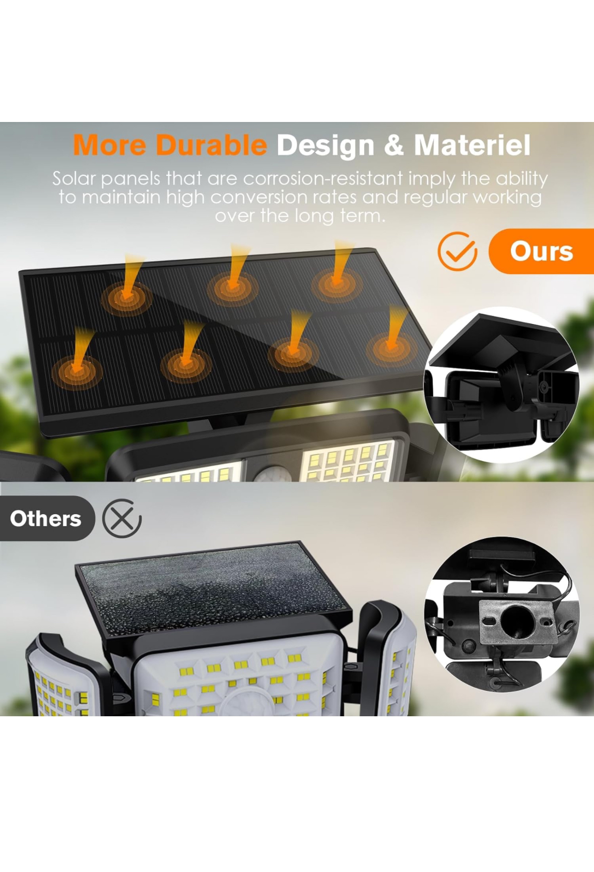3 Head Solar Motion Lights Outdoor with 2500LM 232 LEDs High image indicator(5)