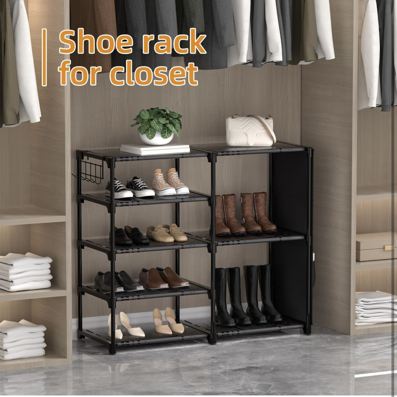 5-Tier Shoe Rack Storage for Closet, 20 Pairs Metal - photo 4