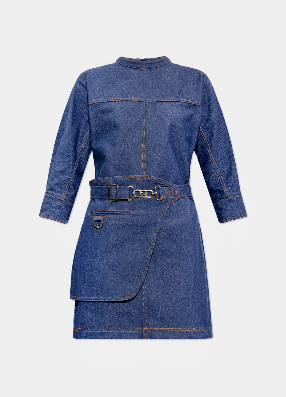 Fendi Belted Crewneck Mini Dress - Size: 6 image indicator(3)