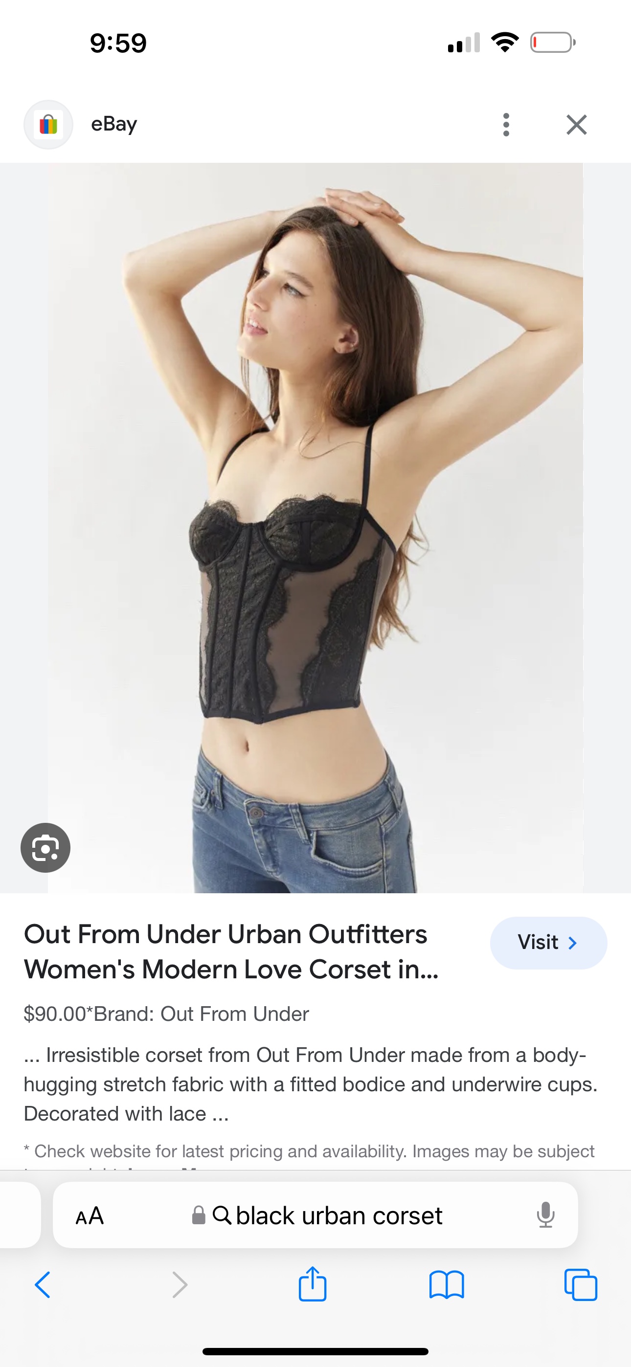 Urban outfitters corset black
