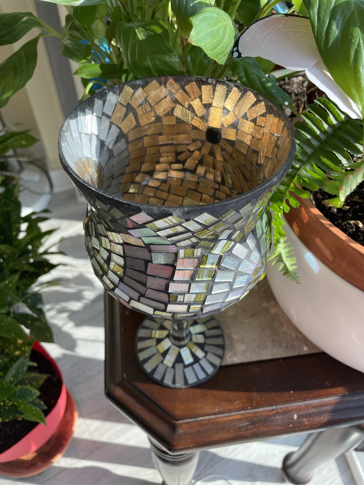 Mosaic glass candle stand - photo 2