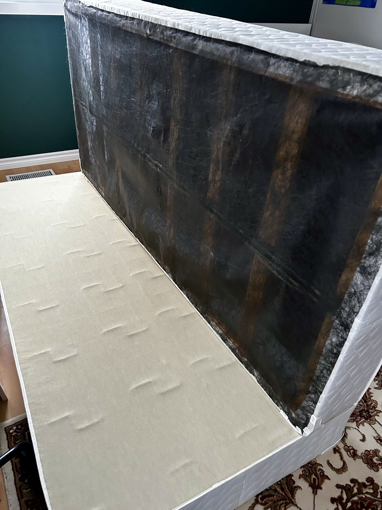 Two (2) Ivory coloured Twin box springs for a King Mattress