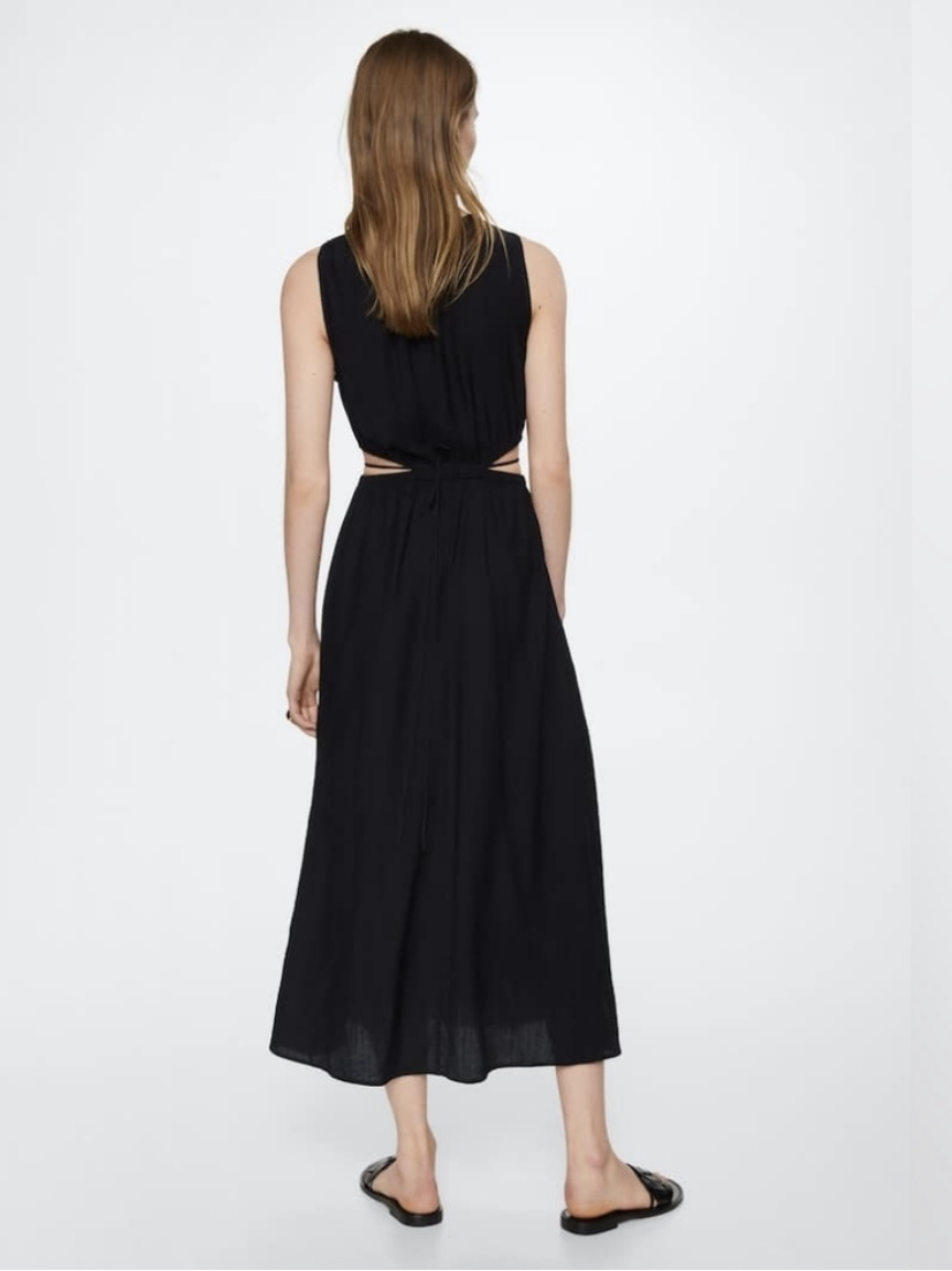 Mango Black Side Cut Maxi Sleek Minimalist Dress - photo 2