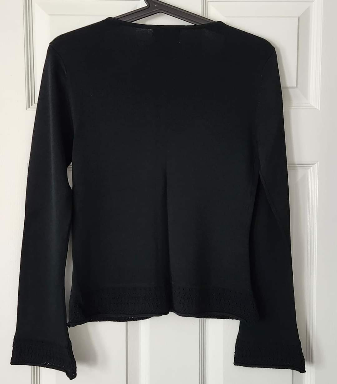 Black Buttonless CARDIGAN with ties at front & Lace. #S. - photo 2