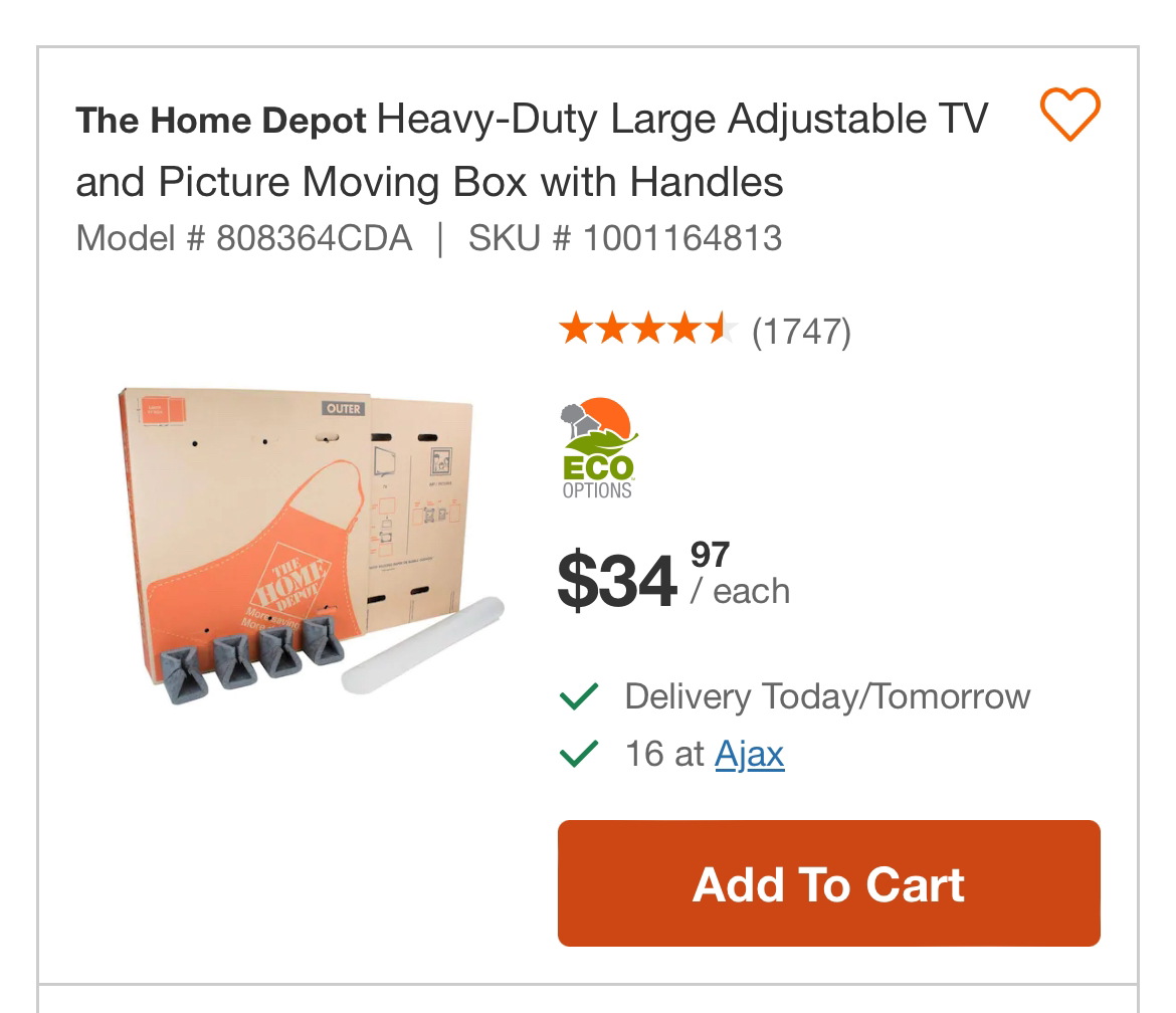 Large Tv box for moving - photo 2