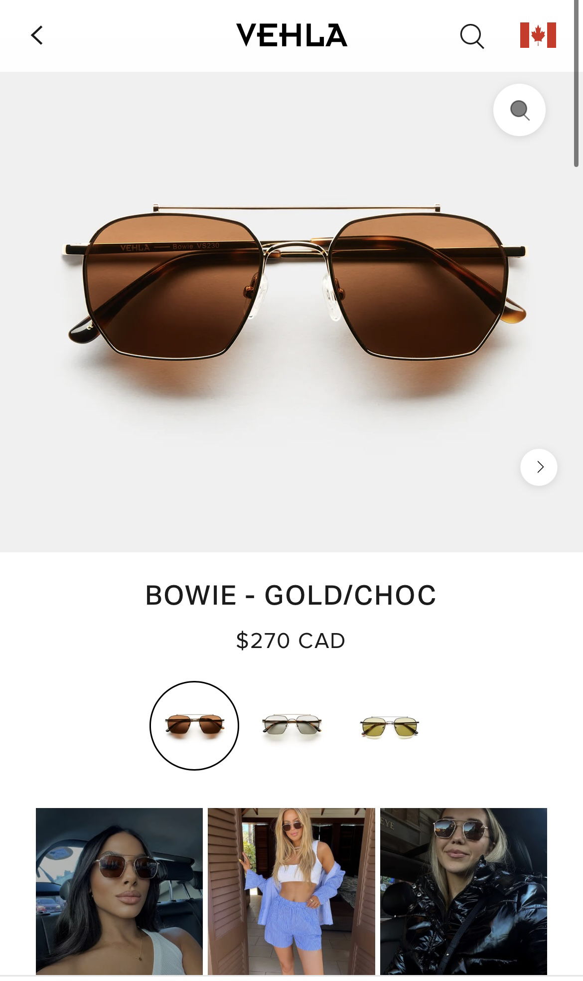 Women sunglasses - Vehla Bowie Gold/Choc
