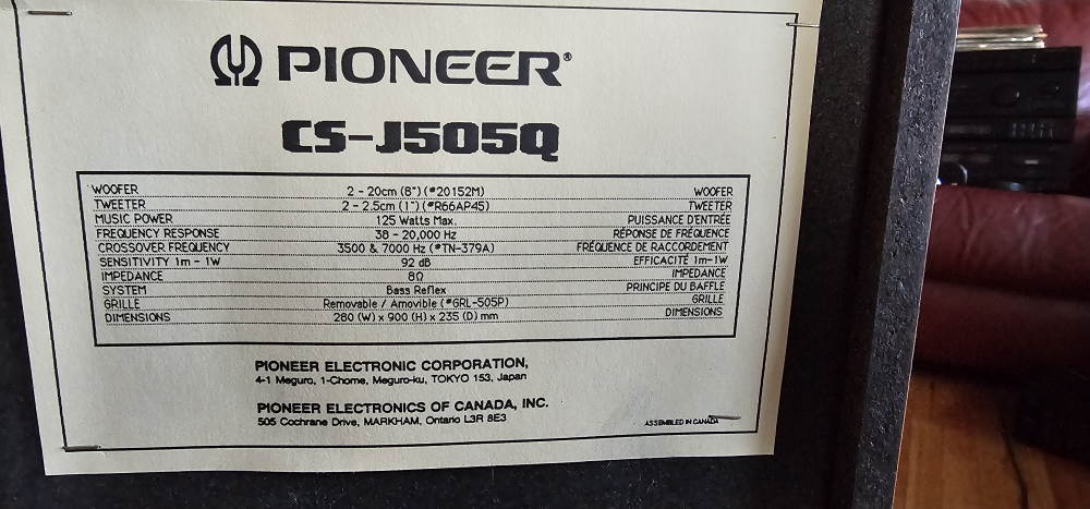 Pioneer Vintage 3-Way Tower Speakers CS-J505Q - photo 4
