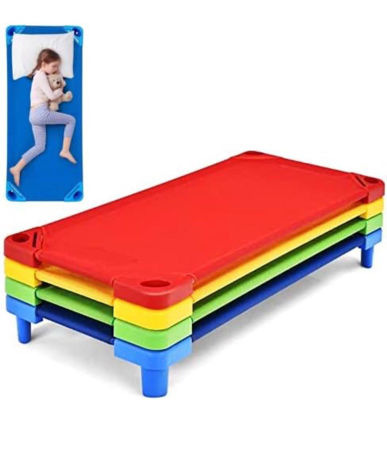Pack of 4, Stackable Sleeping Nap Cots for Kid image indicator(4)