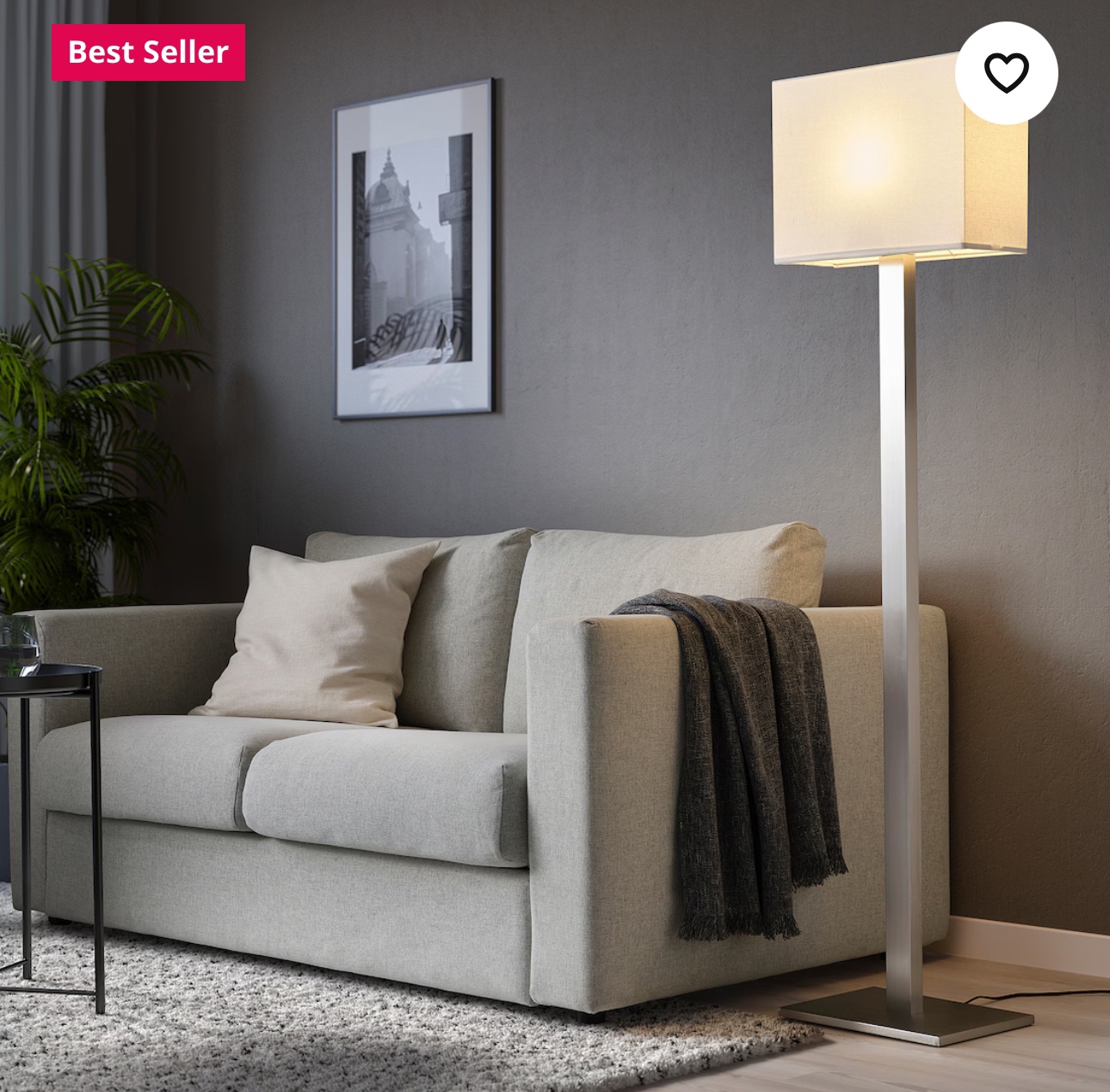 IKEA Floor lamp with Bulb, nickel plated/white, 150 cm (59 ") thumbnail