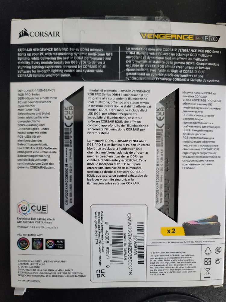 Corsair DDR4 Ram 2 x 16gb 3600Mhz - photo 2