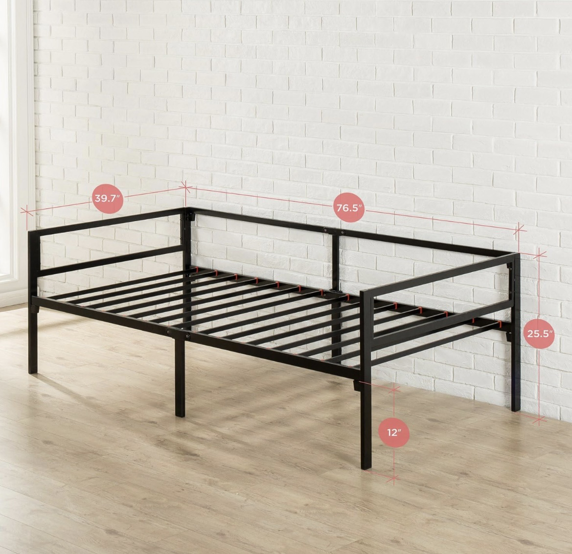 Zinus Twin Day Bed frame with Steel Slat Support, Black - photo 3
