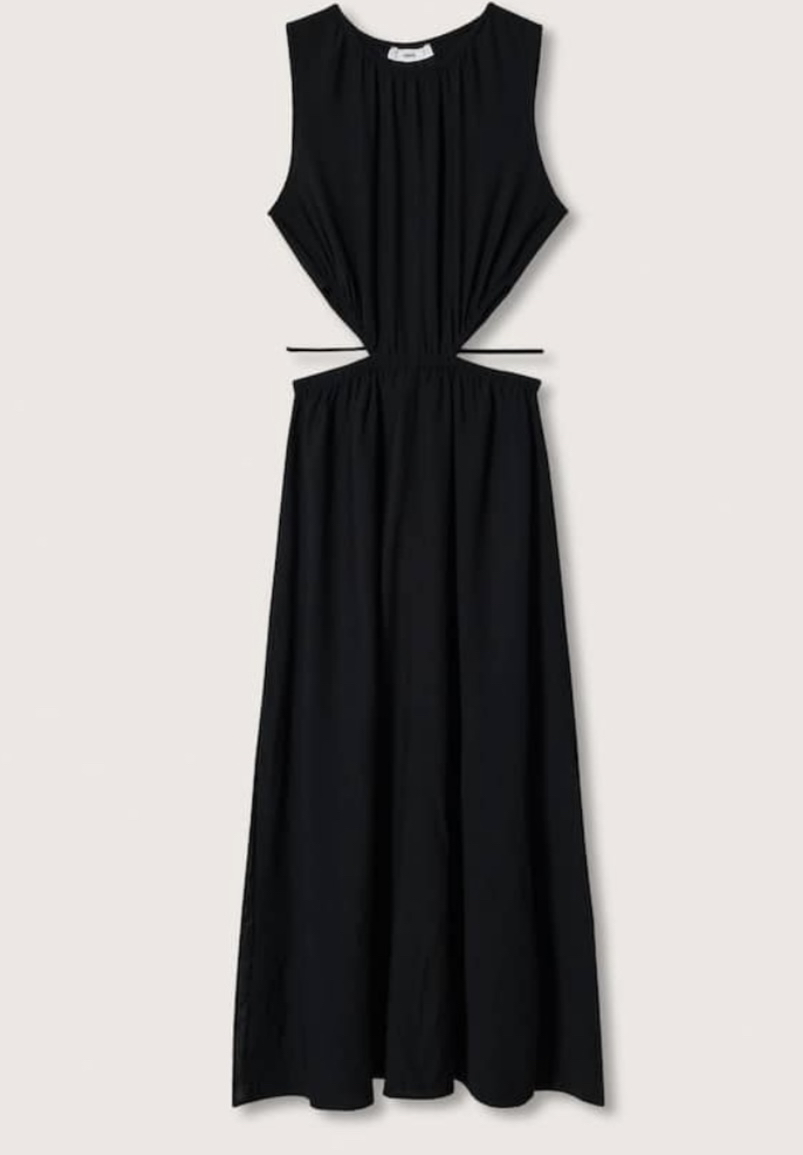 Mango Black Side Cut Maxi Sleek Minimalist Dress - photo 5