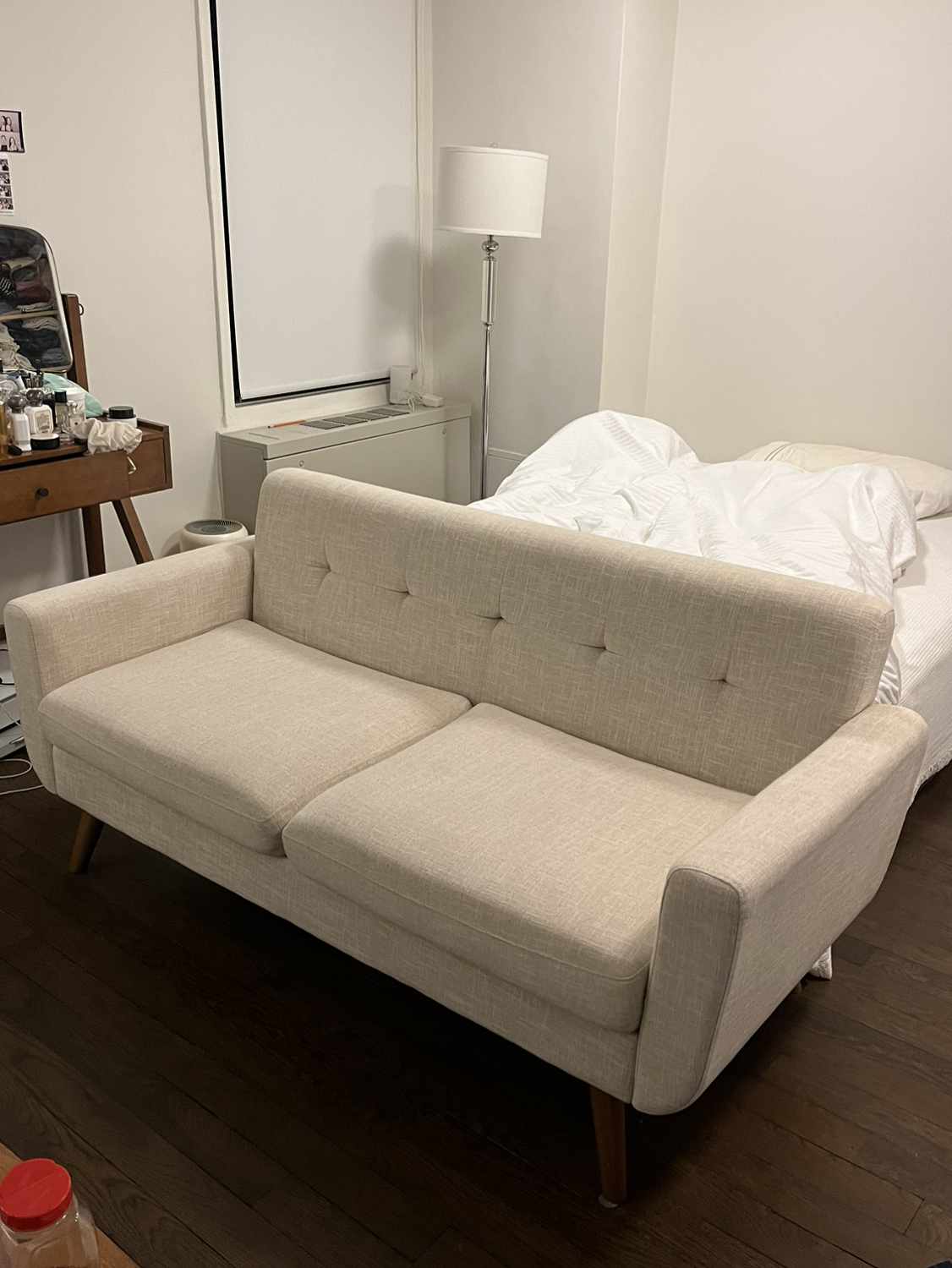 Beige loveseat sofa