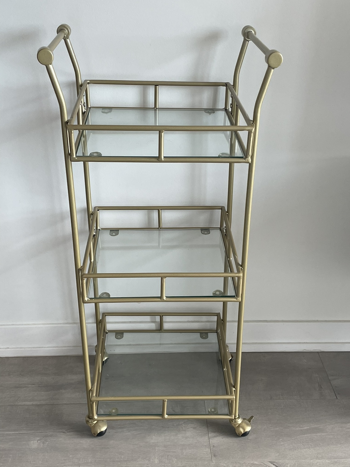 Gold bar cart with wheels