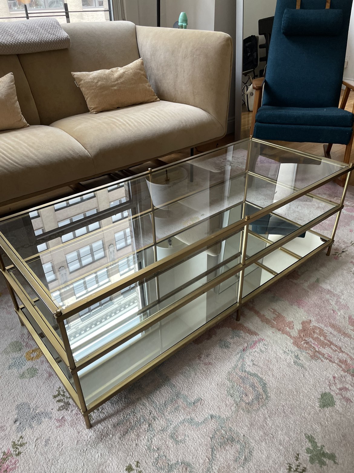 West Elm Mirror and Glass tiered coffee table - photo 2
