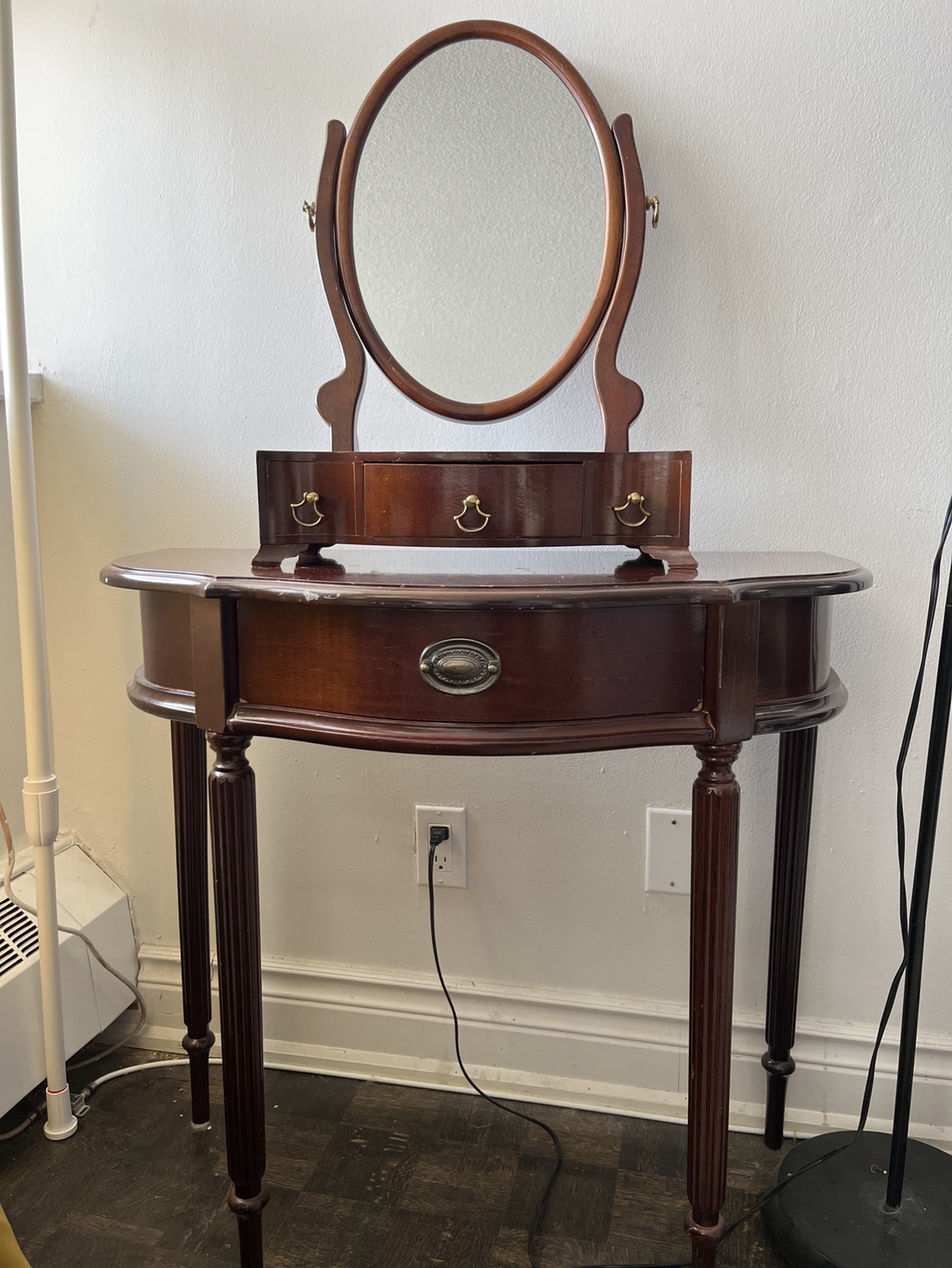 Vanity set- crescent table & adjustable mirror