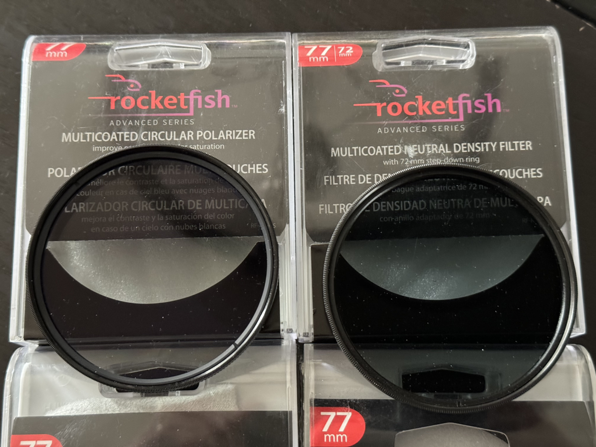 Four 77mm lens filters: UV x 2, CPL & ND image indicator(2)