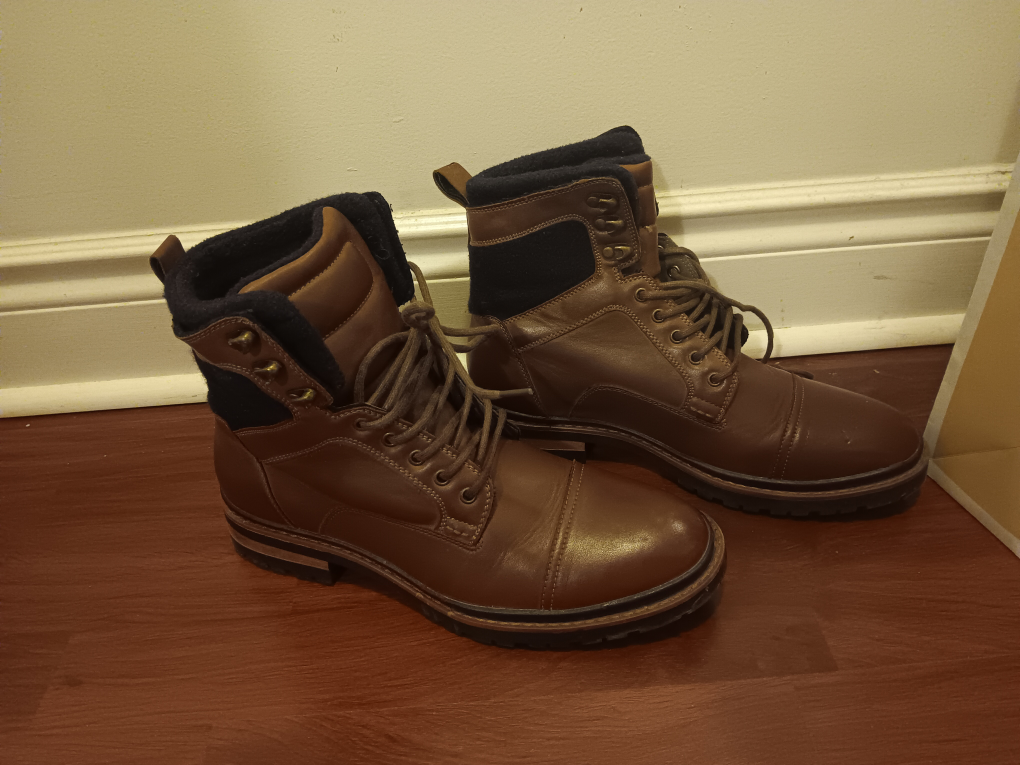 Zara Man Brown Leather Boots Size 42 (US Size 9 )