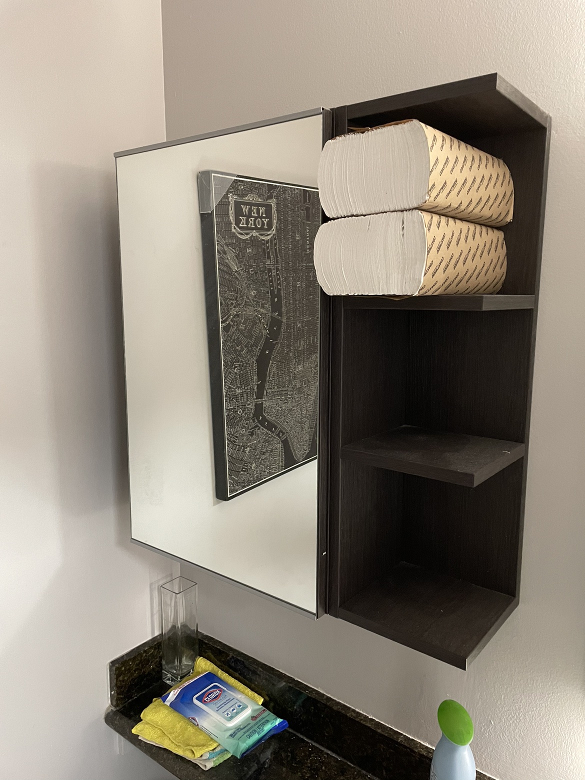 IKEA Bathroom mirror cabinet in dark wood colour