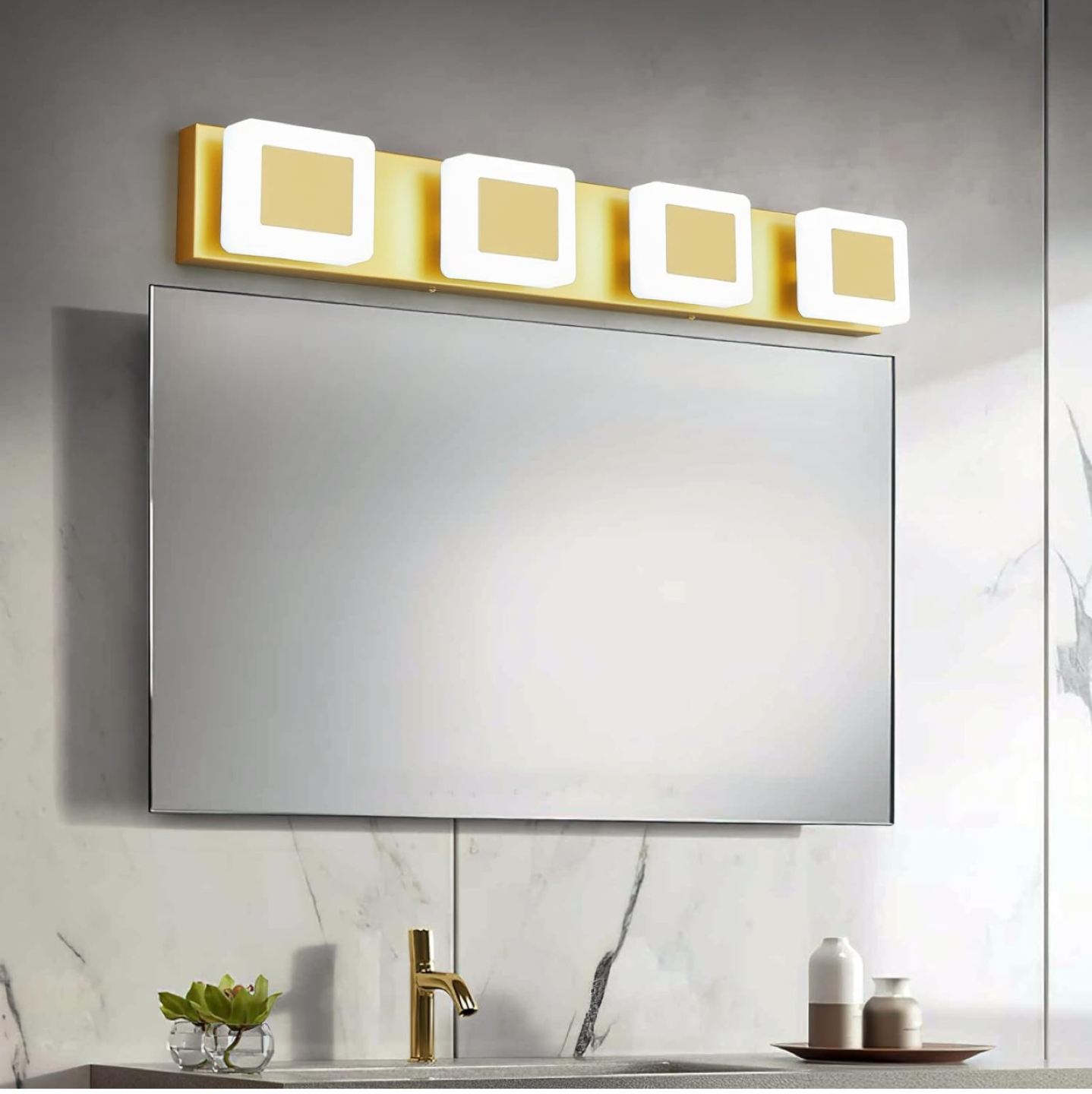 Gold 4 Light Bathroom Vanity Lights-Vanity Lights thumbnail