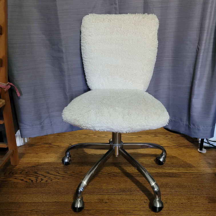 Faux Fur Task Chair, White //Teddy Fleece Fabric thumbnail