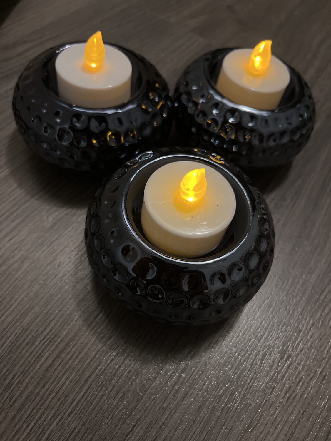 Set of 3 metallic blue/gray tea light holders thumbnail