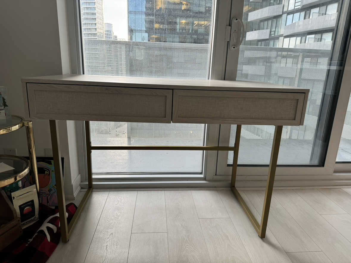 Large Beige and Gold Desk - photo 2
