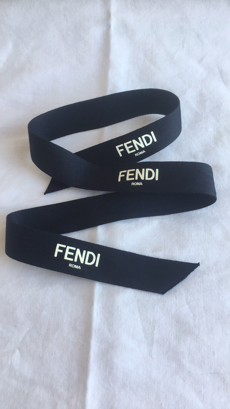 FENDI Black Ribbon With White FENDI ROMA LOGO image indicator(2)