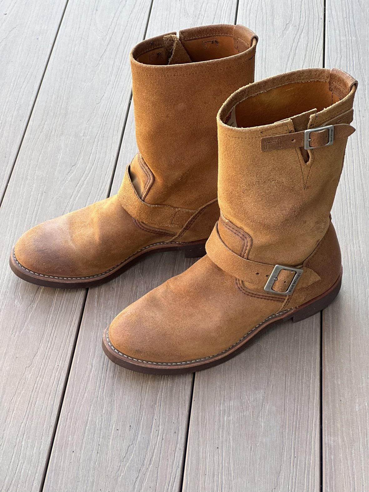 RARE Redwing 2992 Burnt Orange Roughout Engineer Boots image indicator(8)