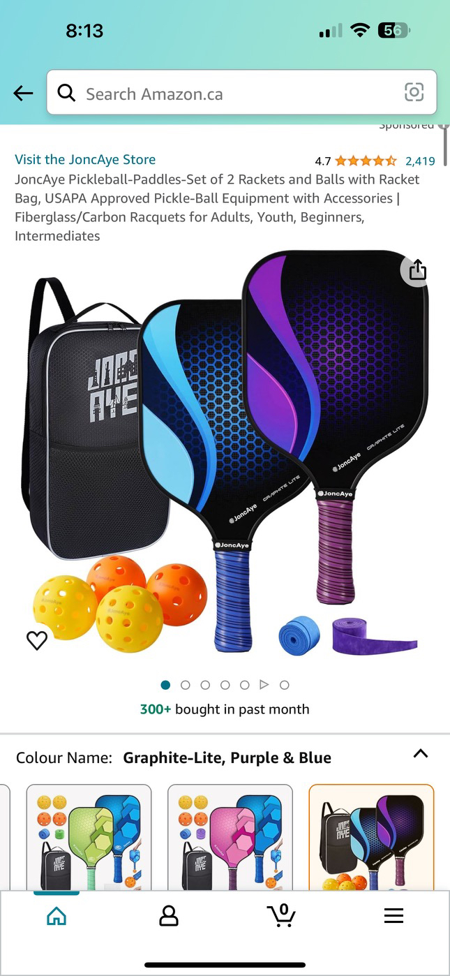 Pickleball-Paddles-Set of 2 Rackets and Balls with Racket Bag