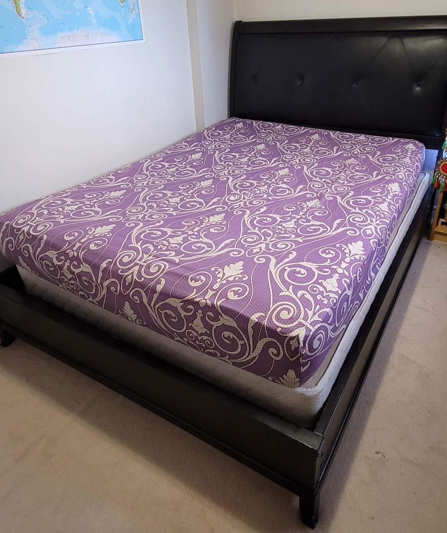 Queen size bed with frame and box spring (mattress not included) thumbnail