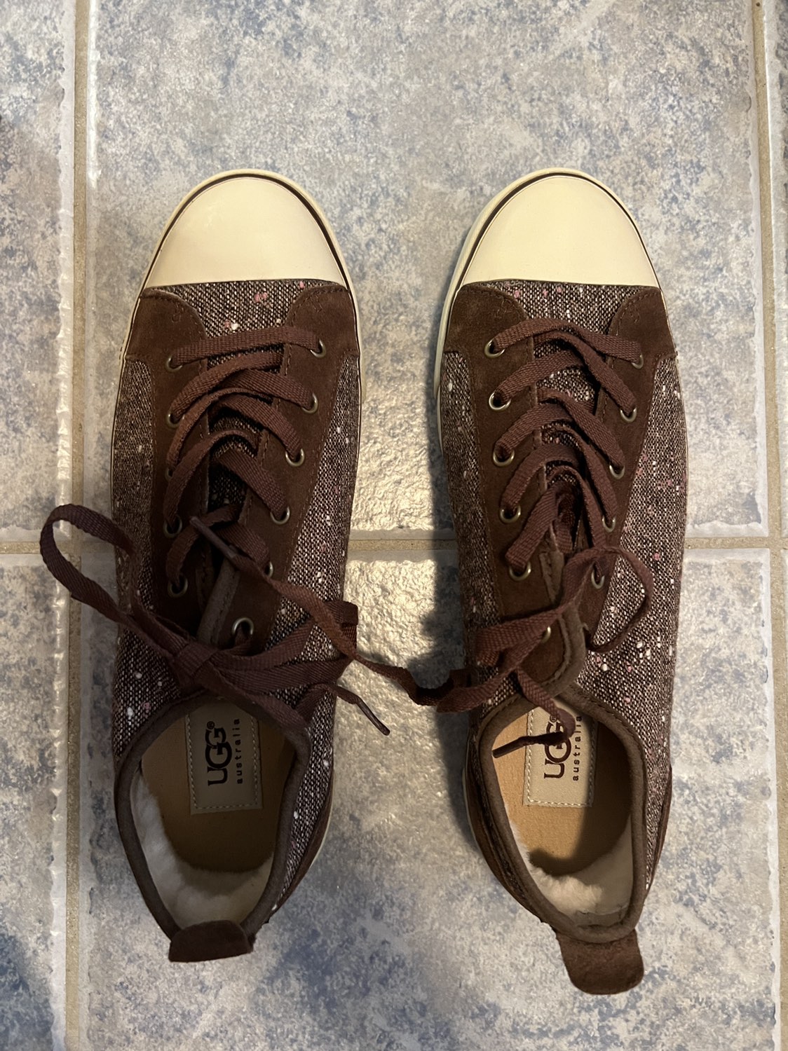 UGGS Women Australia Evera Brown Tweed Sheepskin Sneaker